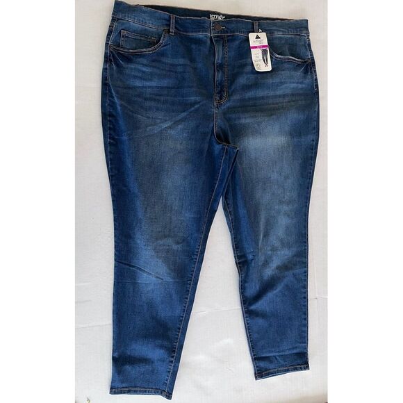 Terra & Sky Women's Plus Size Skinny Jeans 26w Petite Midwash New - Picture 1 of 6
